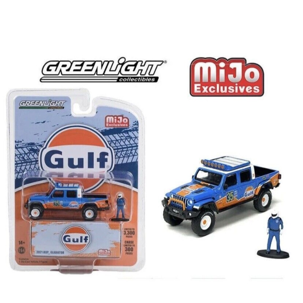 GREENLIGHT 1:64 2021 Jeep Gladiator GULF With Driver Diecast Model 51453